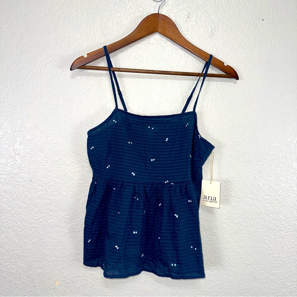 A.N.A‎ Ana Navy Sleeveless Top Target Summer Beach Casual Flowy Blue New #cc